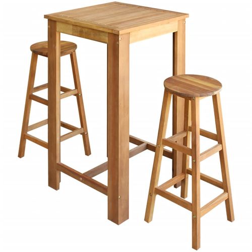 3-dijelni set barskih stolaca i stola od masivnog bagremovog drva slika 1