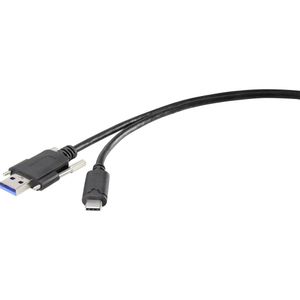 Renkforce USB kabel USB 3.2 gen. 1 (USB 3.0) USB-A utikač, USB-C® utikač 1.00 m crna mogućnost vijčanog spajanja RF-3386040