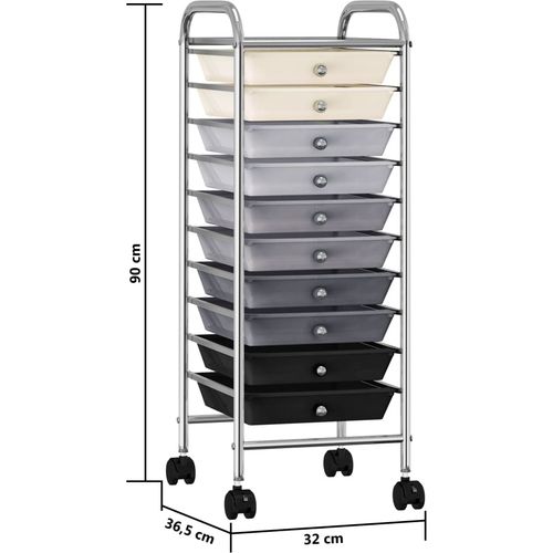 Pokretna kolica za pohranu s 10 ladica ombre plastična slika 29