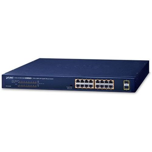 Planet 18-Port 16x 1GbE 802.3at PoE 2-Port 1000X SFP Gigabit Ethernet Unmanaged Switch (240W) slika 1