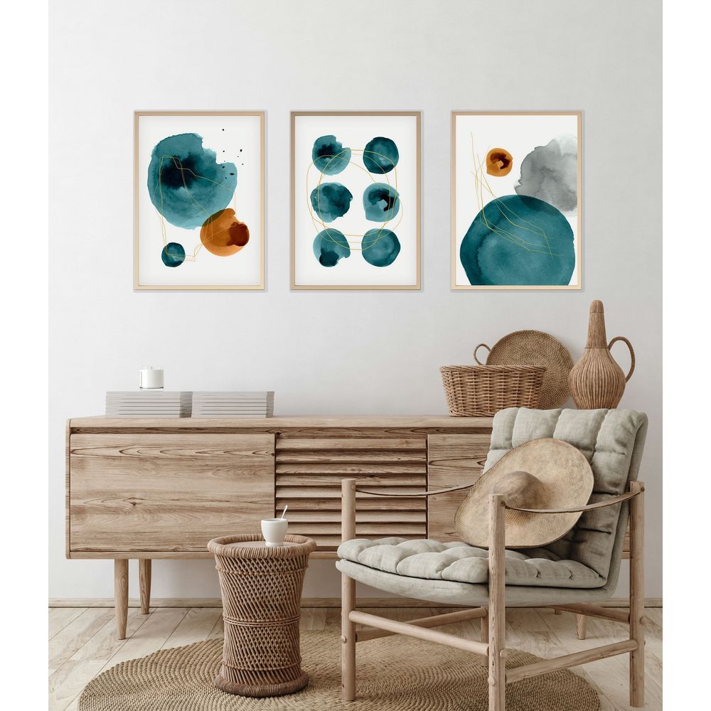 Huhu117 - Dekorativno Slikarstvo na MDF-u u Okviru, 70 x 50 cm, Višebojno (Set od 3 Komada) slika 2
