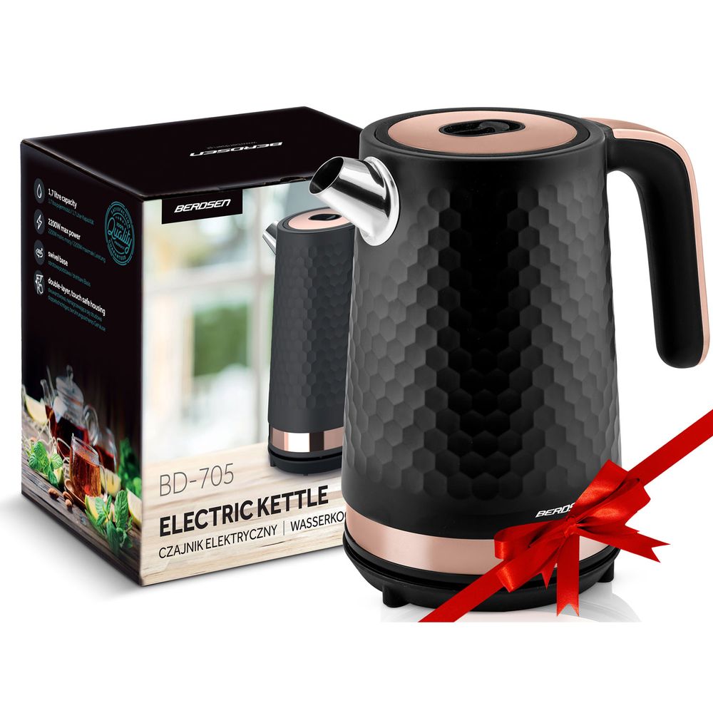 Berdsen BD-705 električni kuhalo za vodu 1,7 l, crno-bakreno slika 6