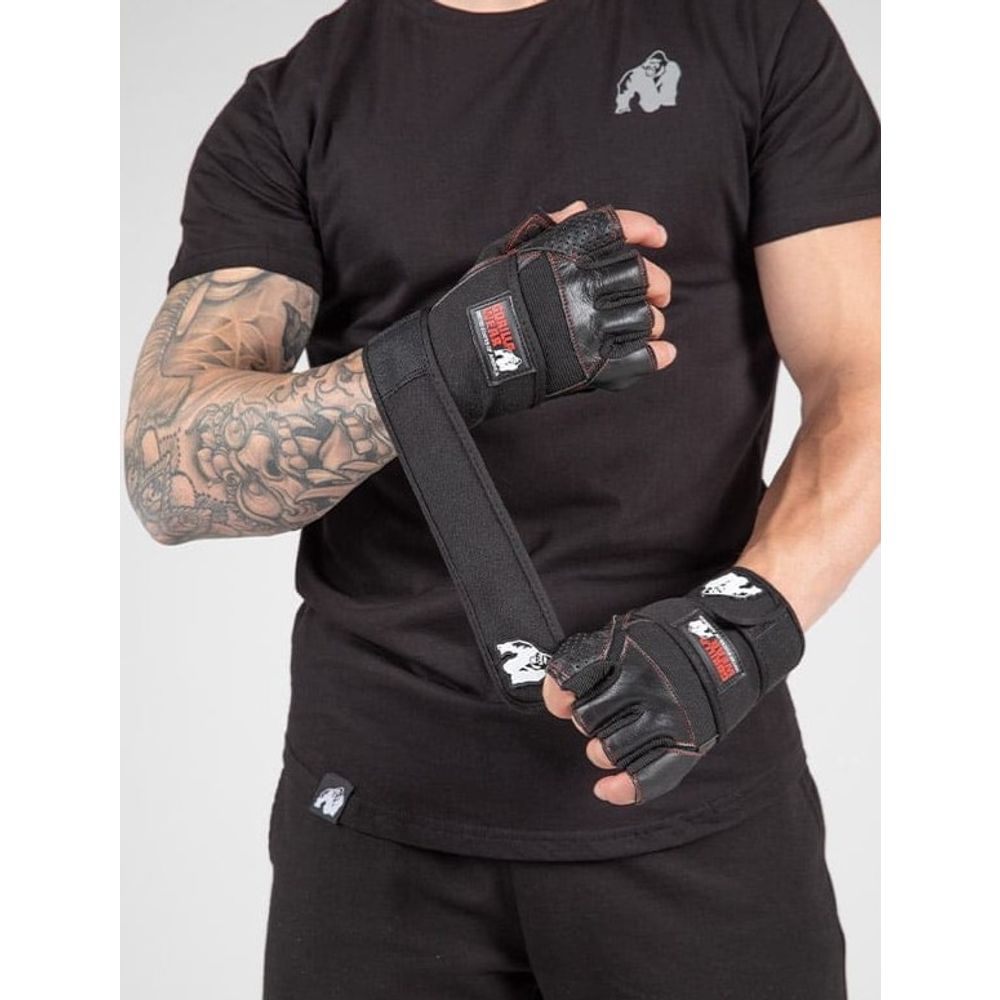 Gorilla Wear DALLAS Rukavice sa steznicima za zglob, Crno/Crvene prošivene slika 4