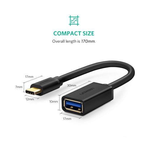 Ugreen USB-C (M) na USB 3.0 (Ž) OTG kabel crni - u polivinil vrećici slika 7