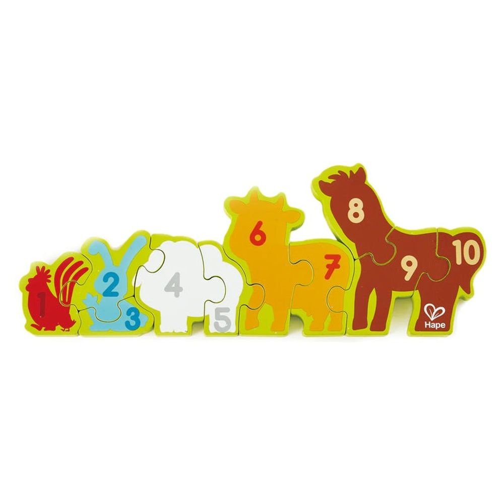 Hape Drvena slagalica Numbers & Farm Animals Puzzle slika 2