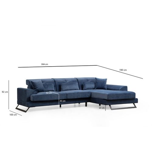 Ugaona Sofa Frido Right (L3+Chl) - Navy Blue slika 8