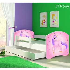 Dječji krevet ACMA s motivom, bočna bijela + ladica 140x70 cm - 17 Pony