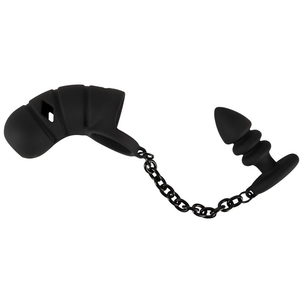 Black Velvets kavez za penis s čepom slika 4