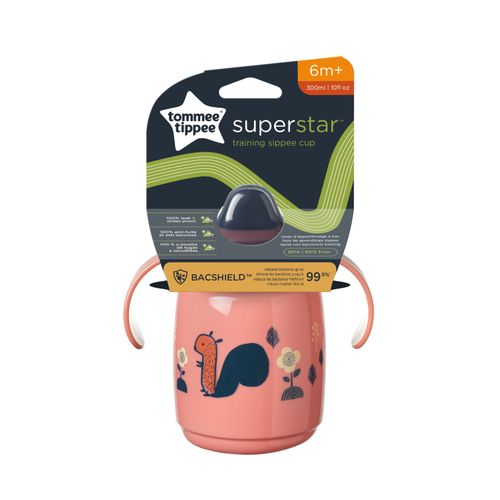 Tommee Tippee Superstar "TRAINING" šalica s usnikom i poklopcem, 300 ml, 6MJ+, Roza slika 1