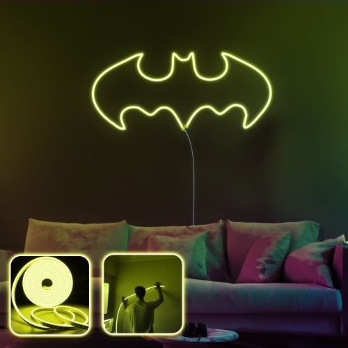 Batman Night - Velika - Žuta Dekorativna LED Rasveta za Zid slika 1