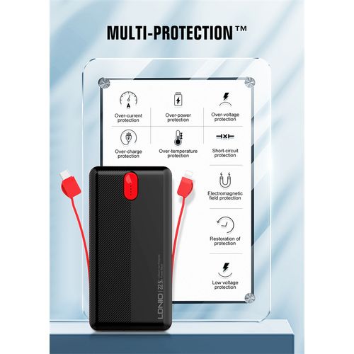 LDNIO POWER BANK 10000mAh 22,5W 5V 3A 1 PORT (1A) + 2 CABLE (1C1L) PQ13 slika 5