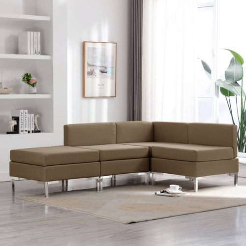 4-dijelni set sofa od tkanine smeđi slika 1