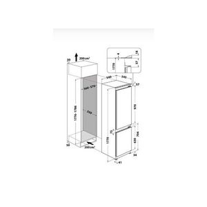 Indesit B 18 A1 D/I 1 Ugradni frižider sa zamrzivačem, Visina 177 cm, Širina 54 cm