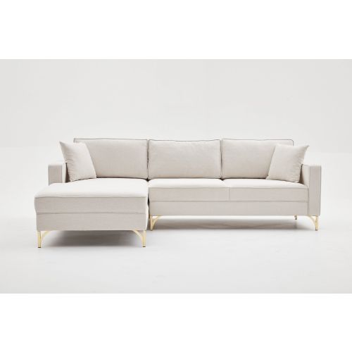 Atelier Del Sofa Kutna garnitura, Krem Zlato, Berlin Left - Cream, Gold slika 7