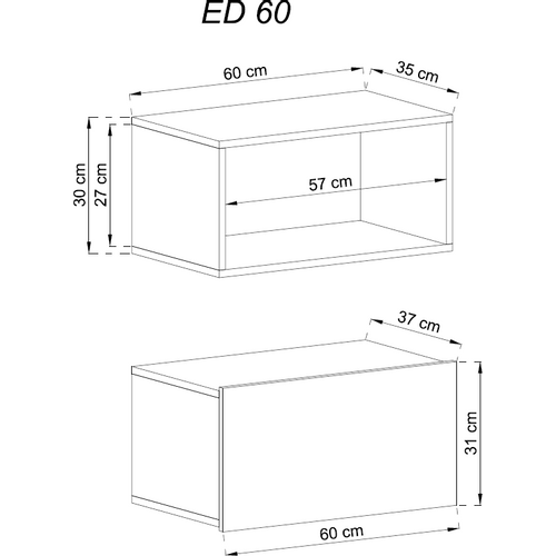 Zidni ormarić ENJOY ED60 - grafit slika 2