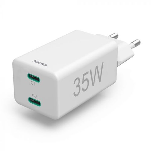 Hama Kućni punjač PD/Qualcomm 2xUSB-C, 35W beli slika 1