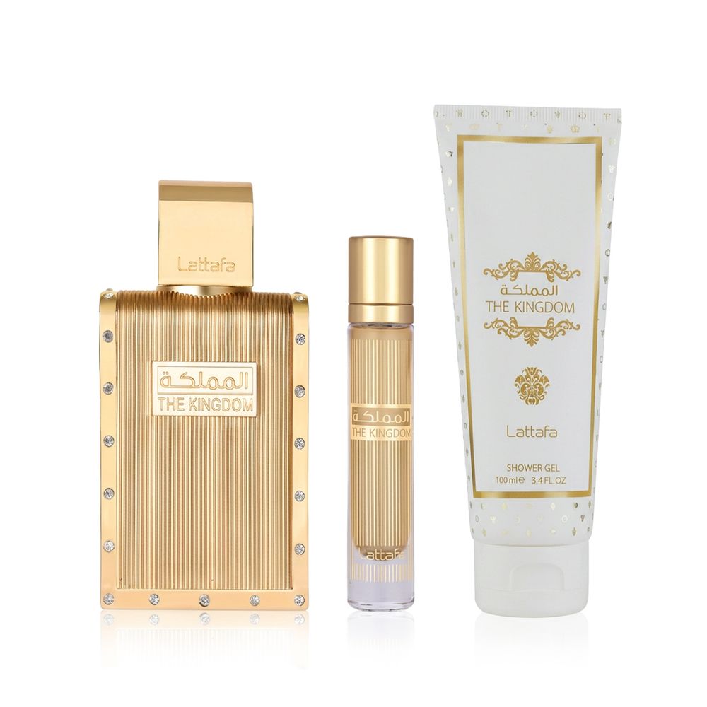 Lattafa The Kingdom EDP 100 ml + EDP mini 12 ml + SG 100 ml za muškarce slika 2