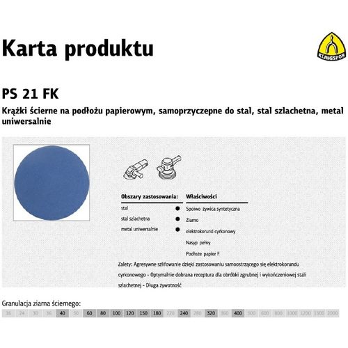 Klingspor samoljepljivi brusni disk 150mm PS21FK gr. 40 /50 kom. slika 1