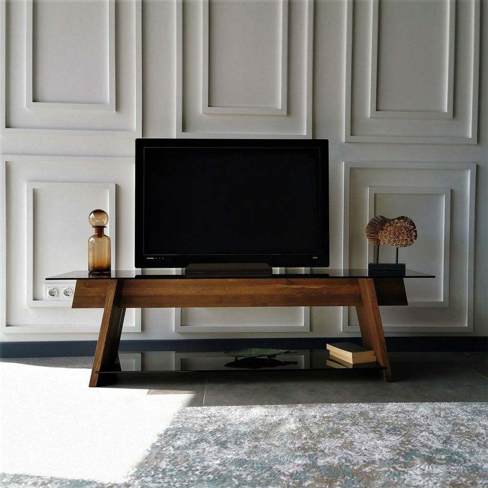 TV stalak TV201 Walnut u crnoj boji slika 6