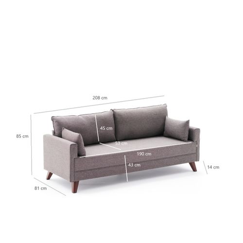 Atelier Del Sofa Trosjed, Smeđa, Bella Sofa For 3 Pr - Brown slika 8