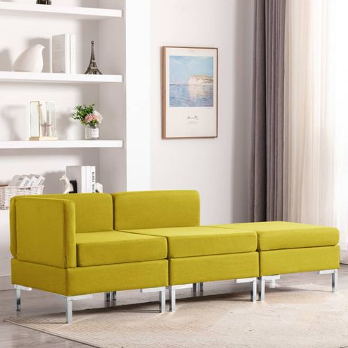 3-dijelni set sofa od tkanine žuti slika 1