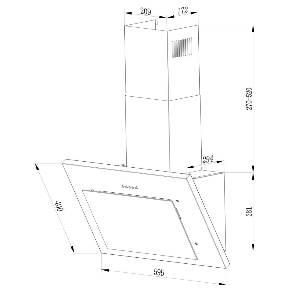 Berdsen BT-215 Kuhinjska napa s dimnjakom 60 cm, crna slika 5