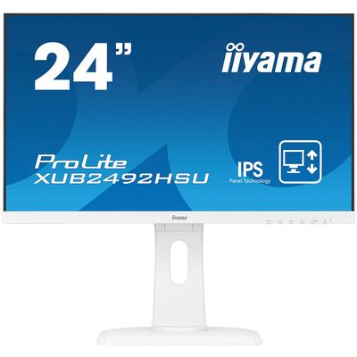 IIYAMA Monitor Prolite, 24" WHITE, ETE ULTRA SLIM LINE , 1920x1080, ETE IPS-panel, 13cm Height Adj. Stand, Pivot, 250 cd/m², Speakers, VGA, HDMI, DisplayPort, 4ms (23,8" VIS)