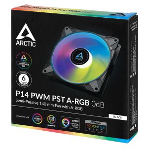 ARCTIC P14 PWM PST A-RGB 140mm 4-pinski ventilator, crni