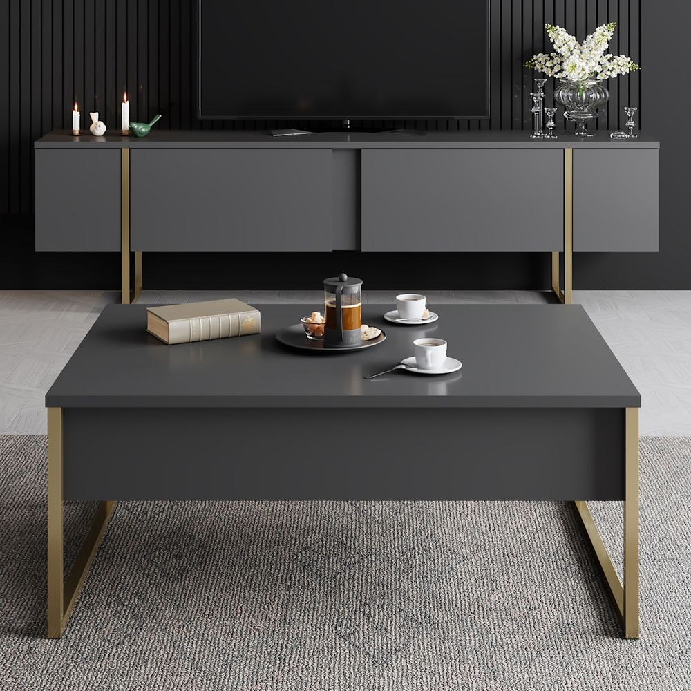 Stol za kafu Luxe - Antracit, Zlatno Antracit slika 2