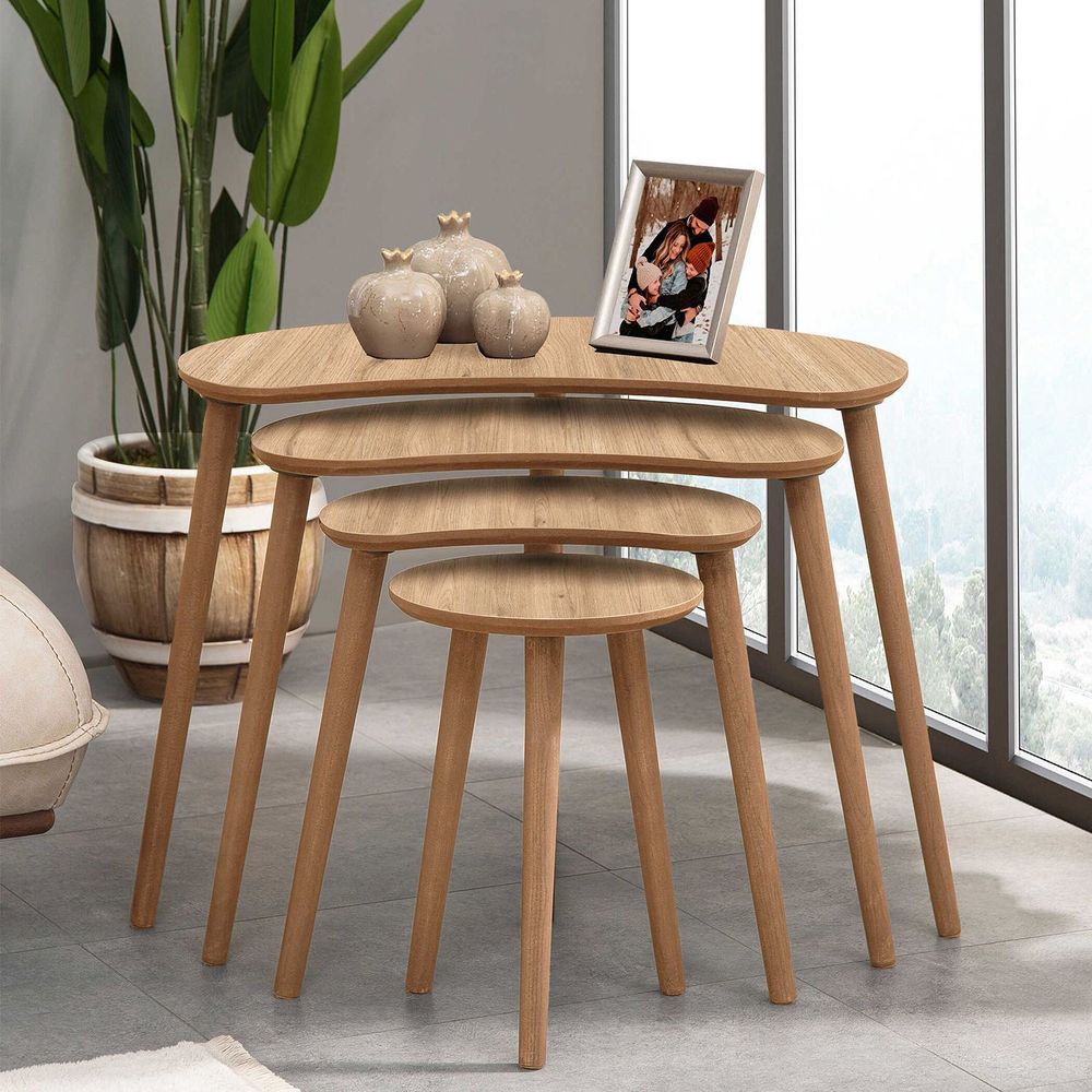 Nesting Table Moon - Set od 4 komada u boji hrasta slika 2
