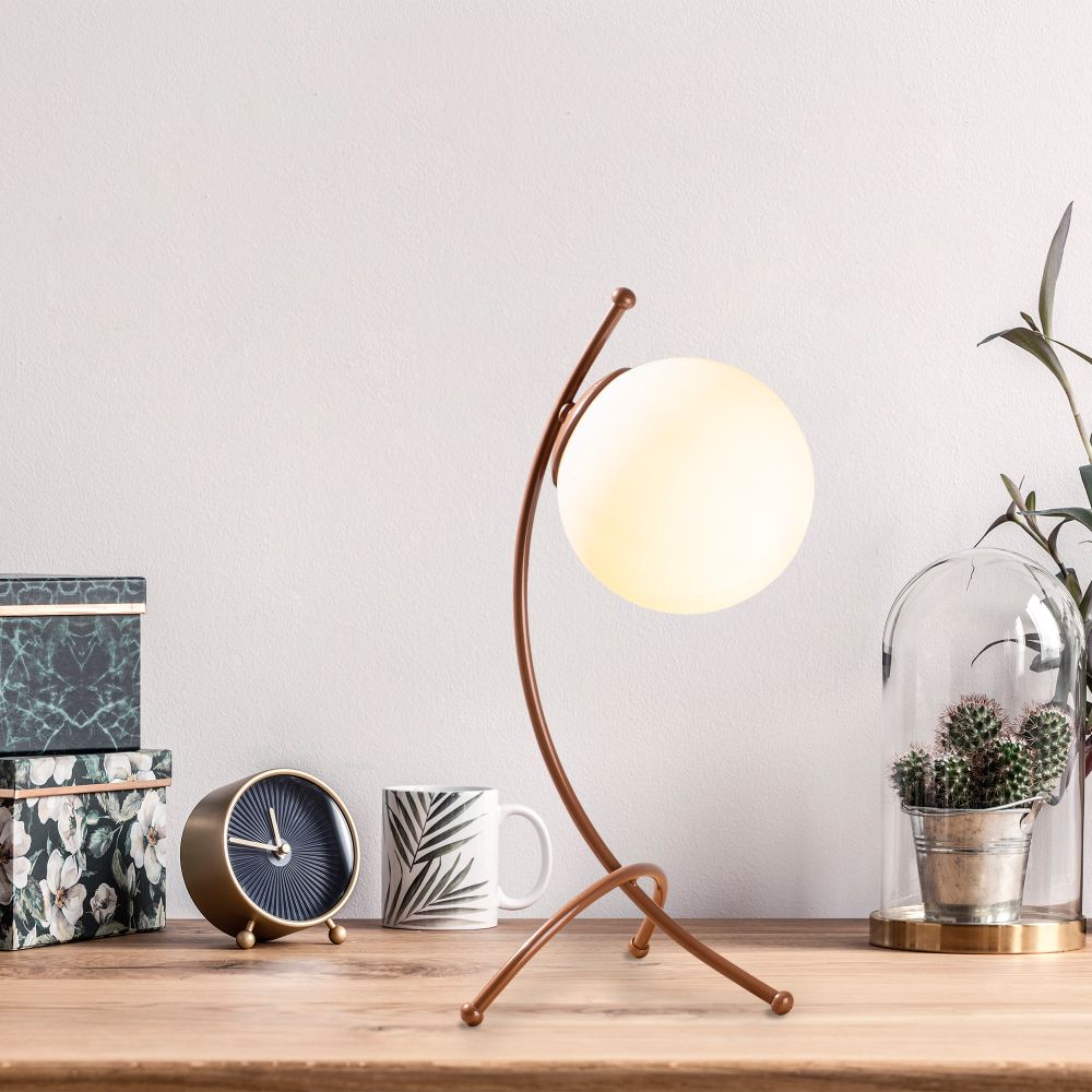 Stolna Lampa Yay - 5013 Bijela s Bakrenim Detaljima slika 2