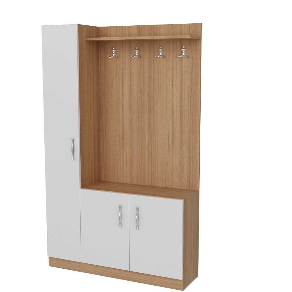 Naturel - Teak, Bijeli Teak Stalak za Odjeću slika 3