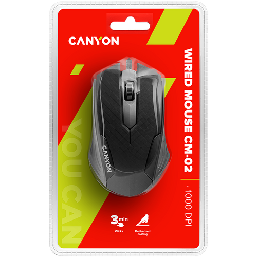 CANYON Optical wired mice, 3 buttons, DPI 1000, Black slika 5