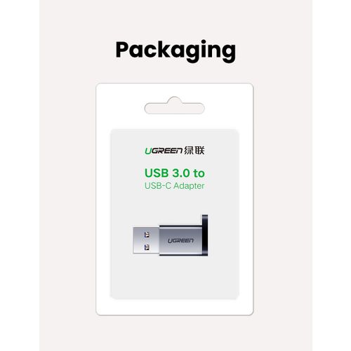 Ugreen USB 3.0-A na USB-C adapter u sivoj boji, blister pakiranje slika 7