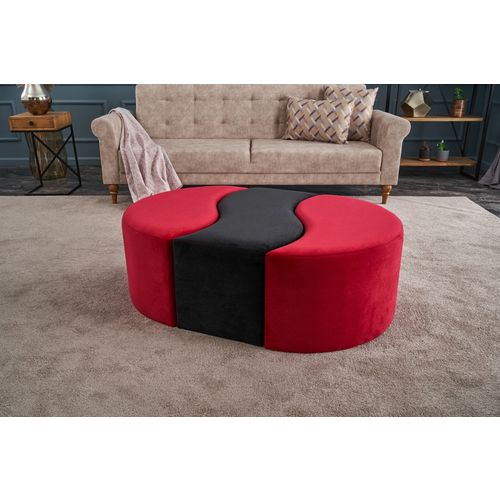 Atelier Del Sofa Tabure, Crno Crvena, Alya Puf - Red, Black slika 2