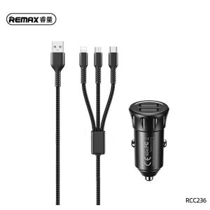 Remax Auto punjac 2.4A 2xUSB+ kabl 3 u 1 RCC236, crni 