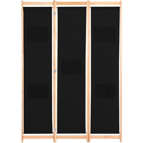 Sobna pregrada s 3 panela od tkanine 120 x 170 x 4 cm crna slika 27