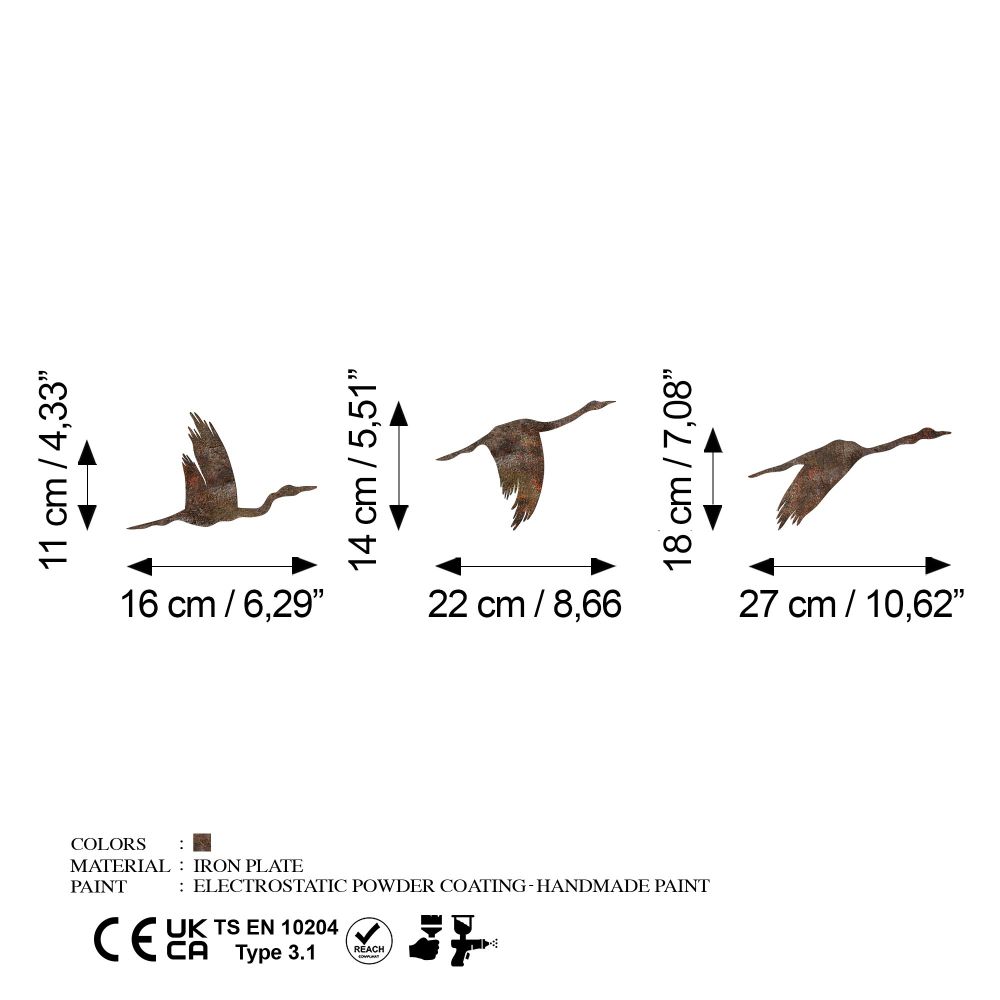 Decorative metal wall accessory Rusty Birds 1 Antiquation, colours: multicolor slika 8