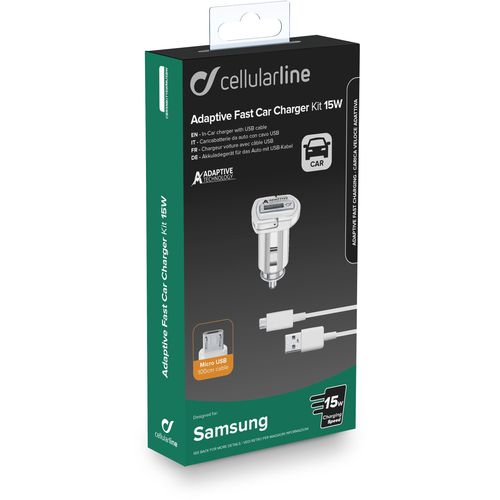 Cellularline auto punjač Samsung i kabel Micro USB 3A/15W slika 2