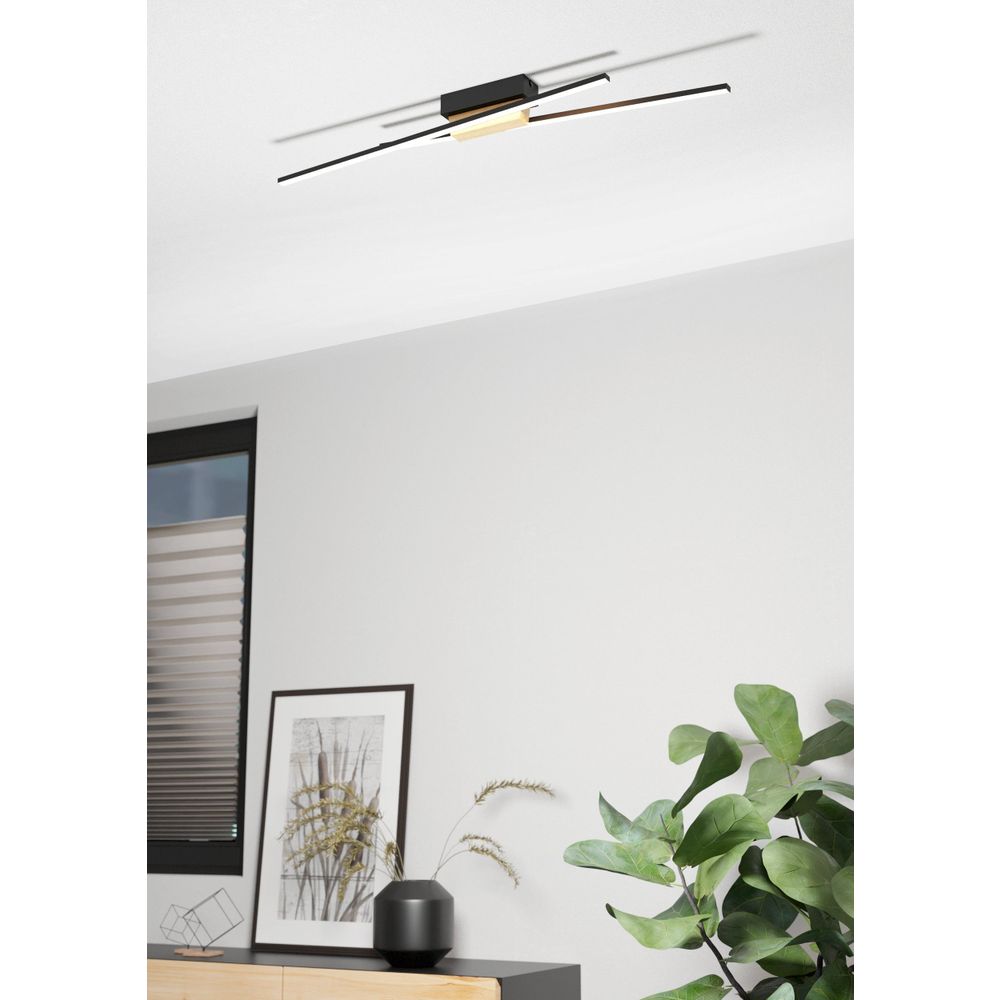 Eglo stropna/zidna LED lampa 'PANAGRIA' - 2x13W, 3120lm, dimabilna, crna/drvo/bijela slika 2