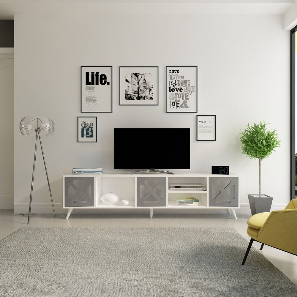 TV stalak Sinef, bijela i antracit boja slika 1