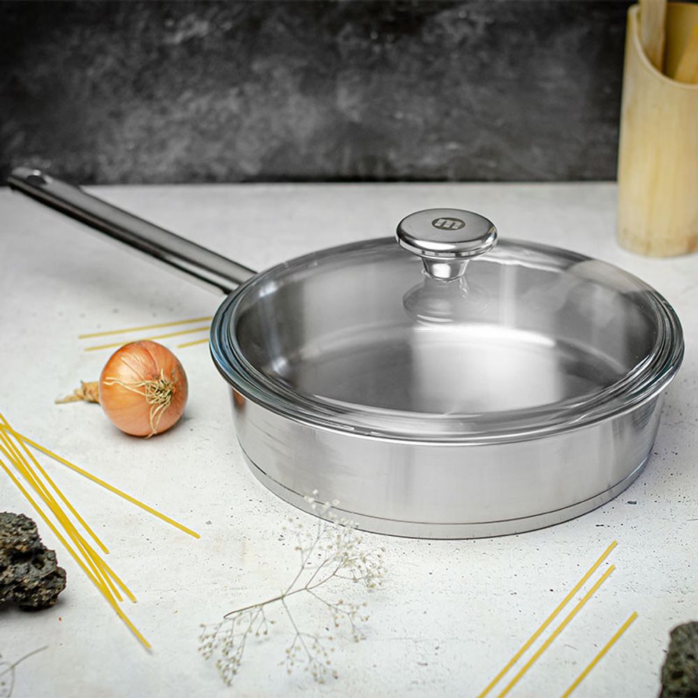 Metalac tava inox 24 cm Konix santino sa staklenim poklopcem slika 2