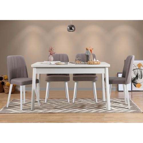 Woody Fashion Set stolova i stolica (5 komada), Bijela boja Sivo, Costa 0701 - 1 B slika 1