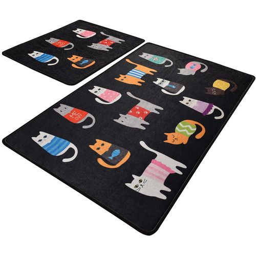 Black Cats Multicolor Bathmat Set (2 Pieces) slika 2