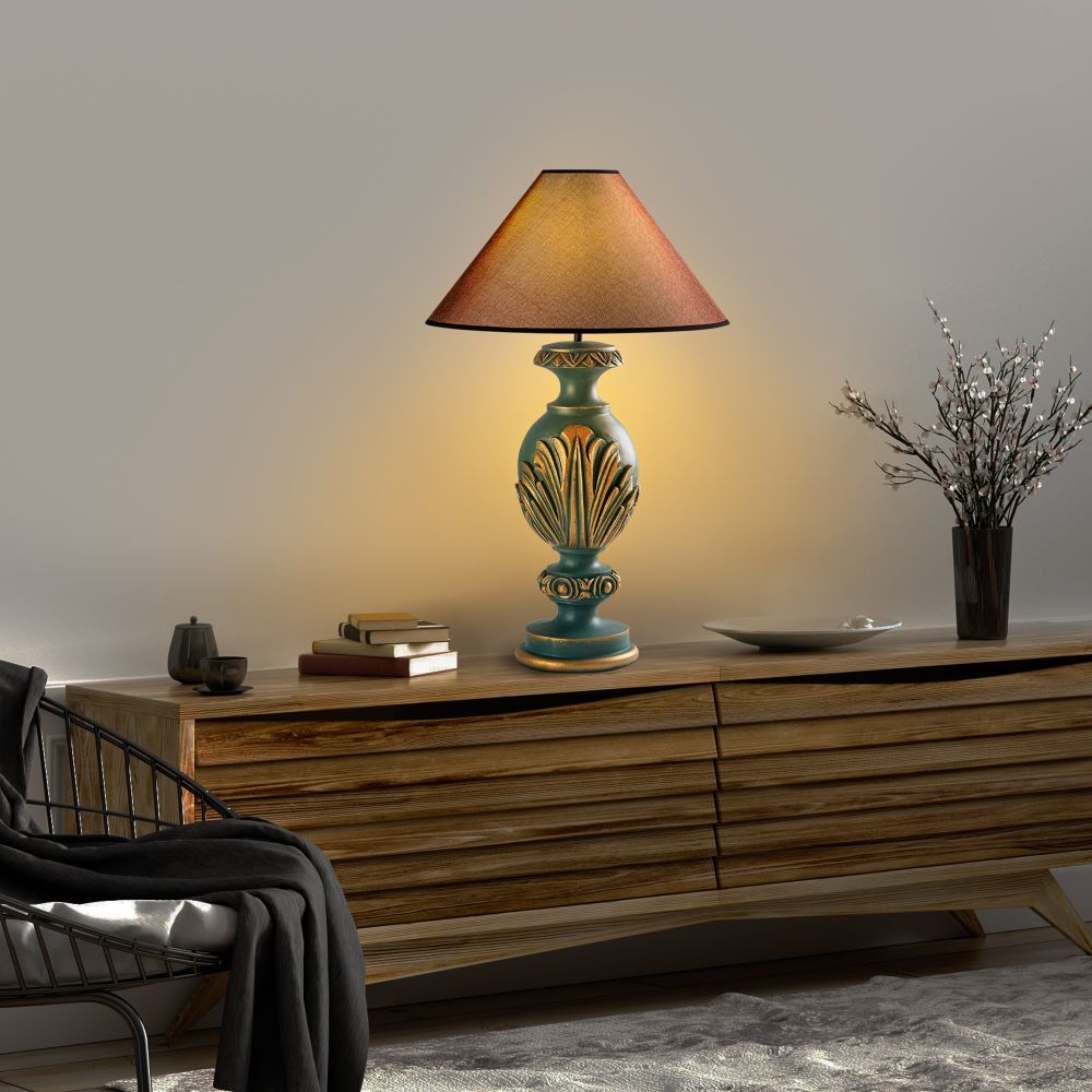 ELEGANZE-5313 Zelena-Smeđa Stolna Lampa slika 3