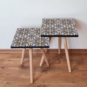 Nesting stolovi 2Shp24 - Set od 2 komada - boje: mornarsko plava, žuta, plava, bijela