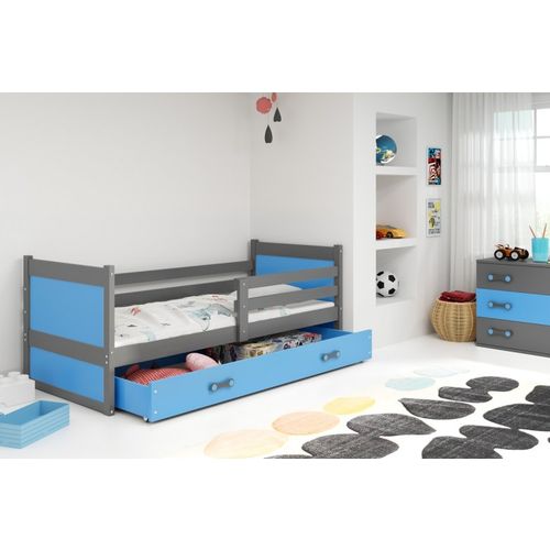 Drveni dječji krevet Rico - sivi - plavi - 200*90cm slika 1