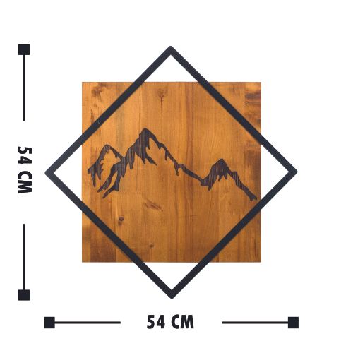 Mountain 2 Walnut - Crni dekorativni drveni zidni ukras slika 3