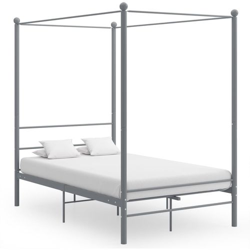 Okvir za krevet s nadstrešnicom sivi metalni 120 x 200 cm slika 1