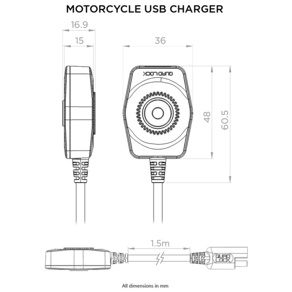 Quad Lock USB punjač za motocikle slika 2